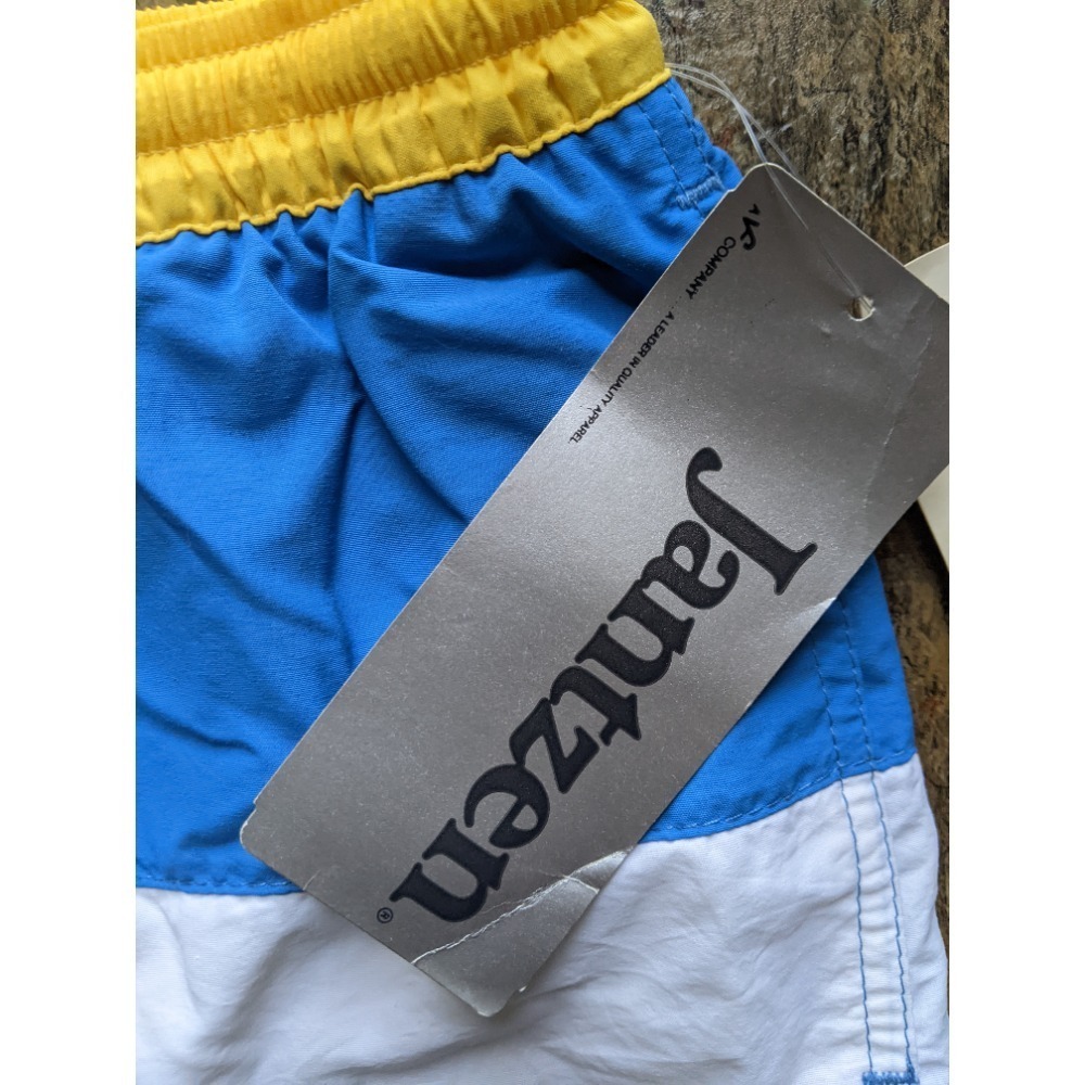 new VINTAGE Men's Swimming Trunks Blue White Yellow by JANTZEN Size Large - Picture 5 of 6